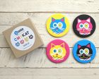 CMYKat  4 Color Cats Round Coaster Set For Sale