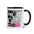 Purrrty in Pink  80 s Parody Cat Coffee Mug with Color Accents Supply