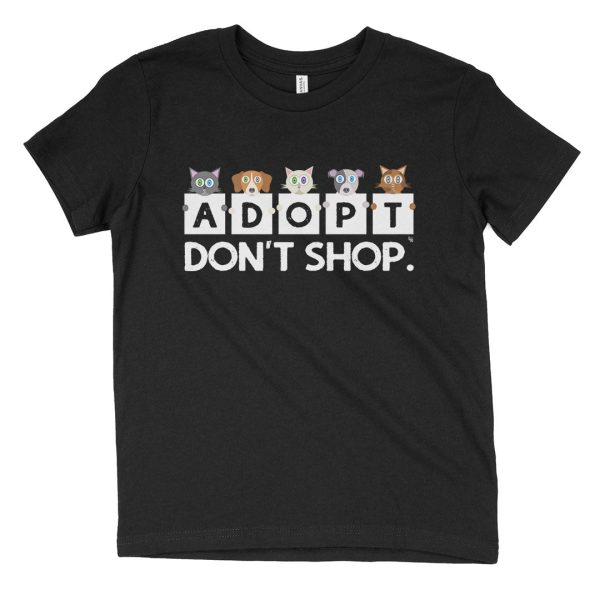 Adopt, Don t Shop.  Kids Youth Cats and Dogs T-Shirt Online Sale