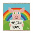 Vegan Home  Happy Animals Art on Wood Block - Funky Vegan Sign For Cheap