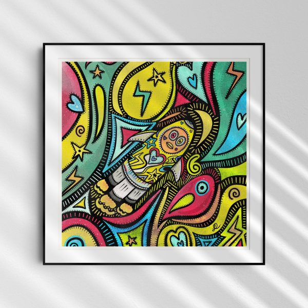 Space Rocket Friend  - Funky Art Print Supply