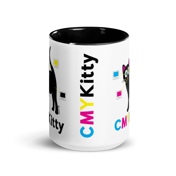 CMYKitty  Large Cat Coffee Mug with Color Accents For Sale