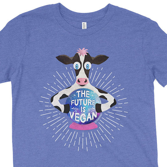 The Future is Vegan  Kids Youth Crystal Ball Cow T-Shirt Sale