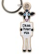 Drink Plant Milk  Printed Wood Vegan Cow Keychain For Sale