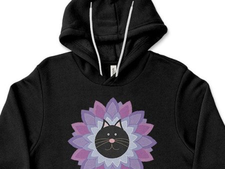 Purrrfect Flowers  Unisex Lightweight Fleece Cat Hoodie Sweatshirt Sale