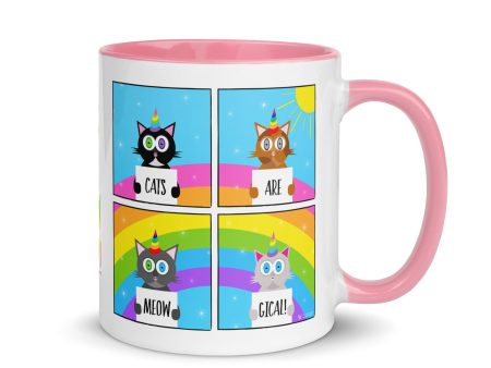 Cats are Meowgical  Coffee Mug with Color Accents For Discount