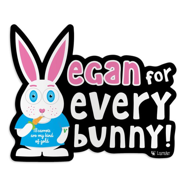 Vegan for Everybunny!  Car Magnet, Bunny Rabbit Fridge Magnet For Sale