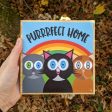 Purrrfect Home  Whimsical Cats Art on Wood Block - Funky Cat Sign Online now