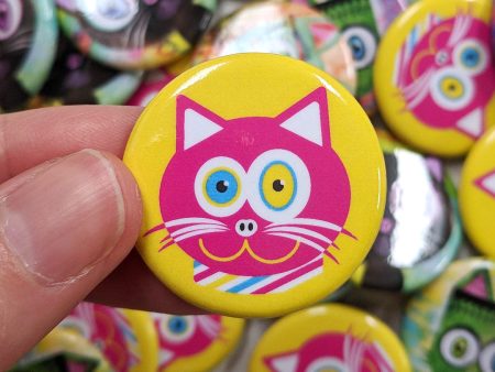 CMYKat - Magenta Cat  1.25” Round Pinback Button Fashion