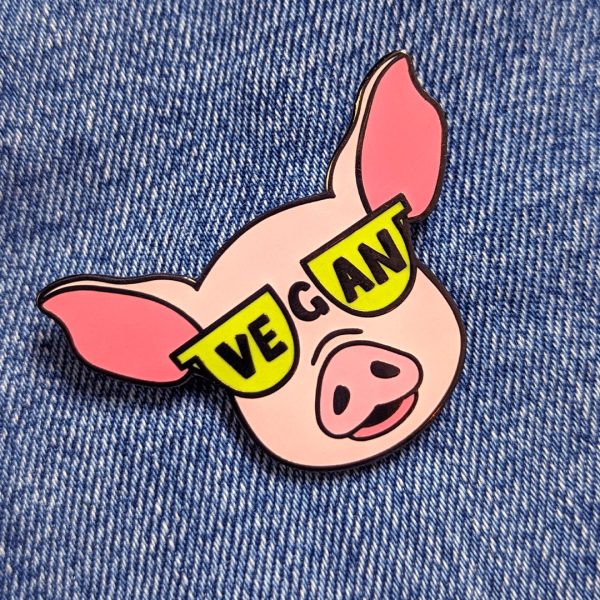 Vegan Sunglasses  Cool Pig Enamel Pin Cheap