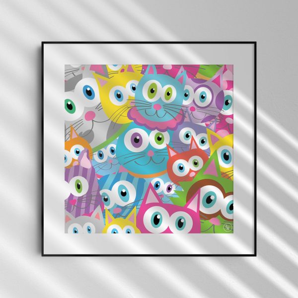 Purrrballs!  Whimsical Kitty Cat Art Print Discount