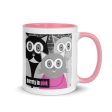 Purrrty in Pink  80 s Parody Cat Coffee Mug with Color Accents Supply