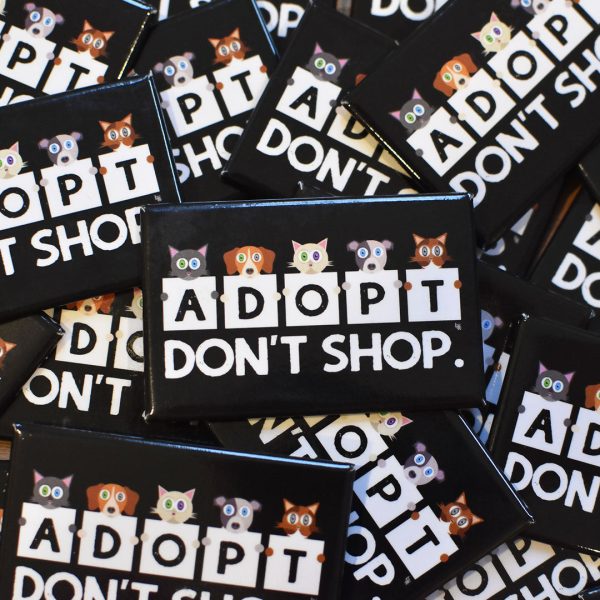 Adopt, Don t Shop.  Rectangle Cat & Dog Pinback Button For Discount