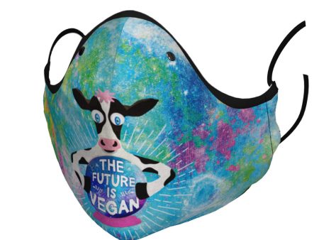 The Future is Vegan  Cow with Crystal Ball Premium Face Mask For Sale