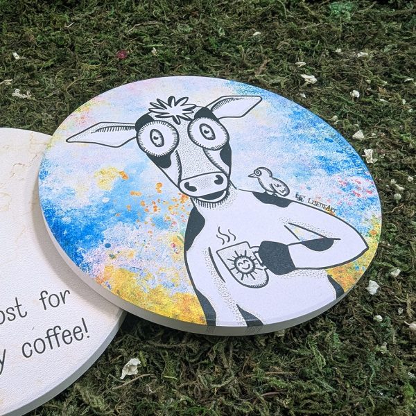 COWfee  Coffee & Cows Round Stone Coaster Online Hot Sale