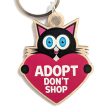 Adopt, Don t Shop.  (cat with heart) Printed Wood Black Cat Keychain Supply