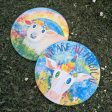 We are all Magical - Whimsical Cow Round Stone Coaster on Sale