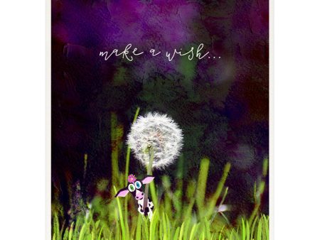 Make a wish  - Cow with Dandelion Art Print For Discount