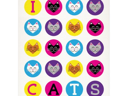 I 💜 Love 💜 Cats  Whimsical Kitty Cat Art Print Online Sale