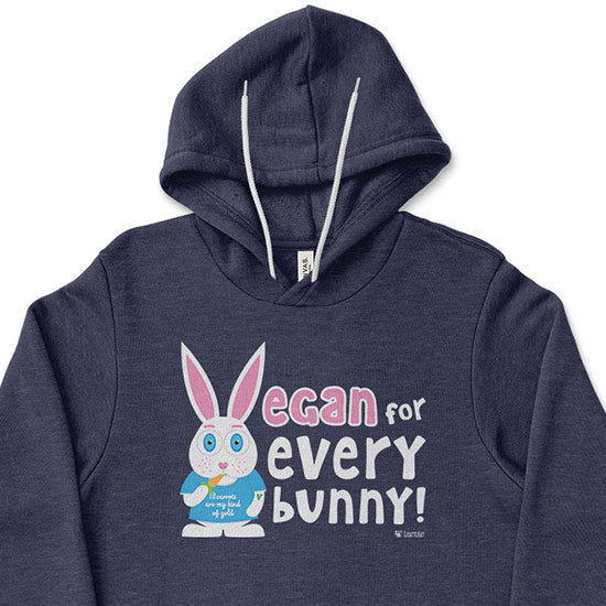 Vegan for Everybunny!  Unisex Lightweight Fleece Bunny Rabbit Hoodie Sweatshirt Fashion