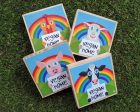 Vegan Home  Happy Animals Art on Wood Block - Funky Vegan Sign For Cheap