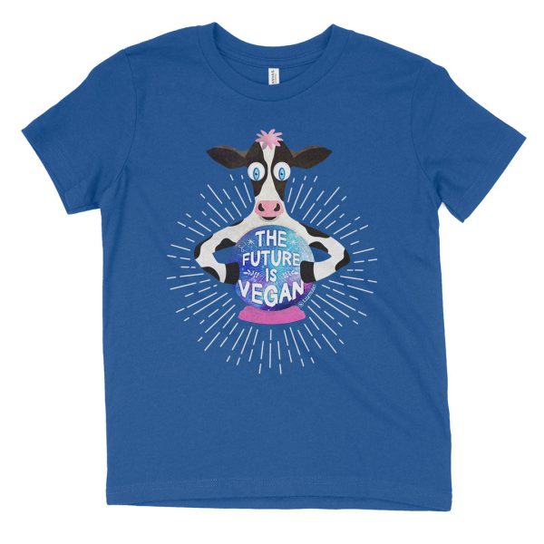 The Future is Vegan  Kids Youth Crystal Ball Cow T-Shirt Sale