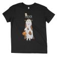 Trick or Treat  MOO BOO Cow in Ghost Costume Halloween Youth T-Shirt Fashion