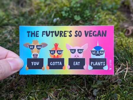 The Future s So Vegan, You Gotta Eat Plants  Cute Animals in Sunglasses Vegan Vinyl Mini Bumper Sticker on Sale