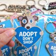 Adopt, Don t Shop.  (dog with heart) Printed Wood Pitbull Keychain For Sale