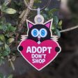 Adopt, Don t Shop.  (cat with heart) Printed Wood Black Cat Keychain Supply