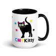 CMYKitty  Large Cat Coffee Mug with Color Accents For Sale