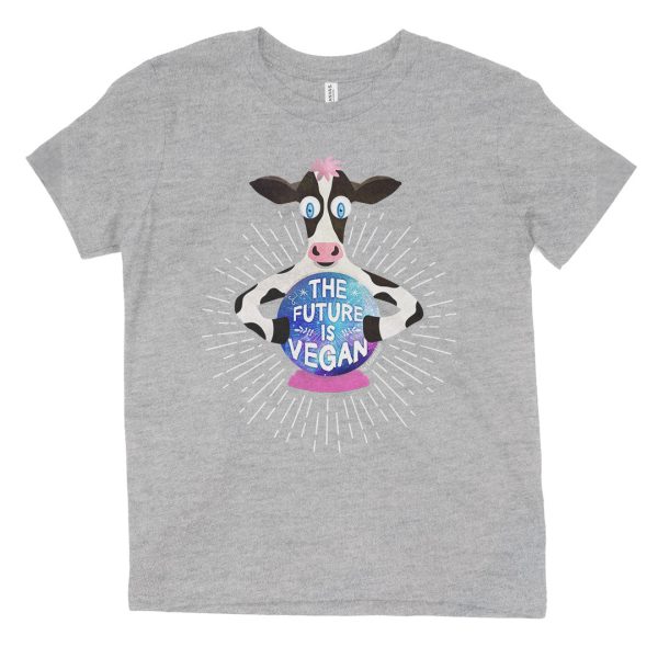 The Future is Vegan  Kids Youth Crystal Ball Cow T-Shirt Sale