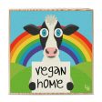 Vegan Home  Happy Animals Art on Wood Block - Funky Vegan Sign For Cheap