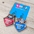 Adopt, Don t Shop.  (cat and dog with hearts) Printed Wood Charm Mismatch Earrings Online