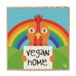 Vegan Home  Happy Animals Art on Wood Block - Funky Vegan Sign For Cheap