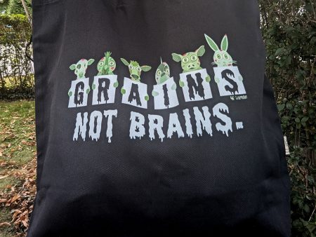 Grains not Brains  Vegan Halloween Organic Cotton Tote Bag Online