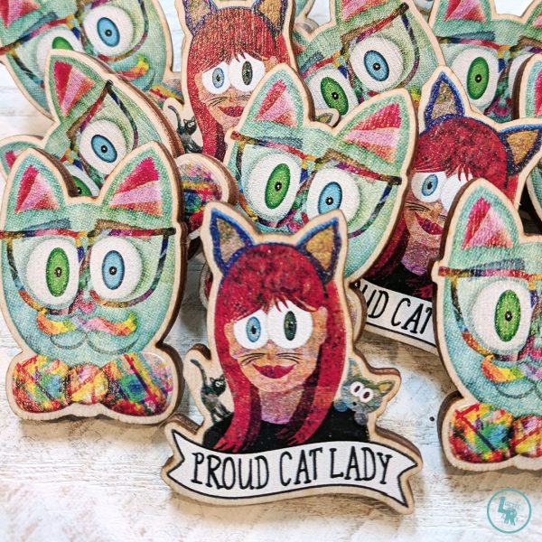 Proud Cat Lady  Printed Wood Pin Online Hot Sale