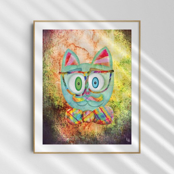 Intellecat  Funky Cat Art Print Sale