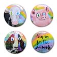 Vegan for the Animals  Special Collection 1.25” Round Pinback Button 4 Pack on Sale