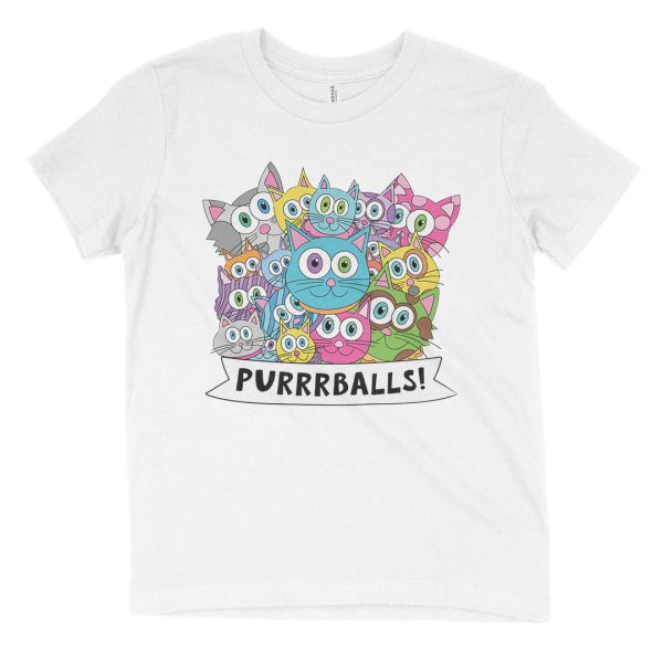 Purrrballs!  Kids Youth Cat T-Shirt For Sale