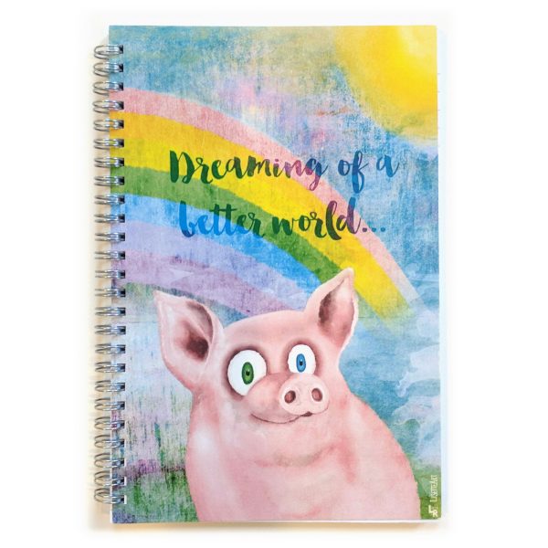 Happy Pig  Spiral Notebook Vegan Journal Online Sale