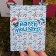 Happy Holidays!  Rainbow Friends Animals Recycled Greeting Card Supply