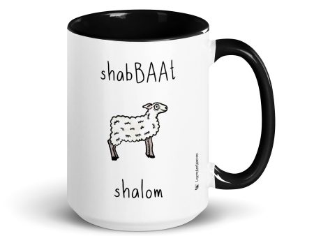 shabBAAt shalom  Shabbat Sheep Large Coffee Mug with Color Accents For Discount