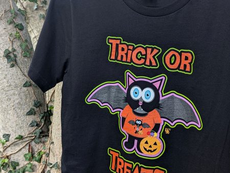 TRICK OR TREATS  Halloween Bat Cat Unisex T-Shirt Cheap