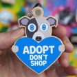 Adopt, Don t Shop.  (dog with heart) Printed Wood Pitbull Keychain For Sale