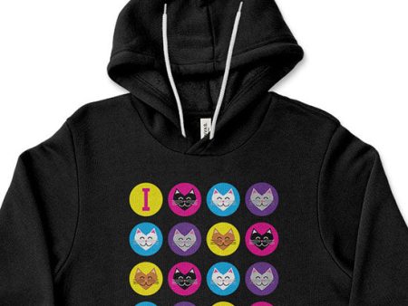 I 💜 Love 💜 Cats  Unisex Lightweight Fleece Hoodie Sweatshirt Supply