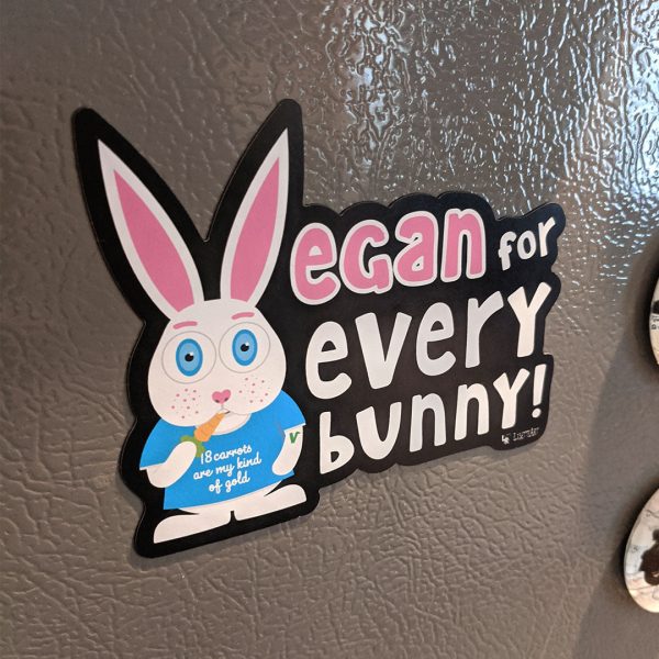 Vegan for Everybunny!  Car Magnet, Bunny Rabbit Fridge Magnet For Sale