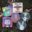 TRICK OR TREATS  Bat Cat Halloween Square Stone Coaster Online now