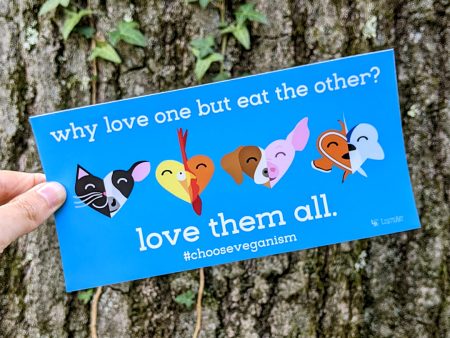 Why Love One but Eat the Other?  Vegan Message Vinyl Bumper Sticker Cheap