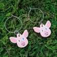 Cute Pig Friend - Printed Wood Charm Vegan Hoop Earrings Online